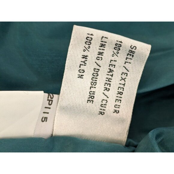 Paris Sport Club Womens Suede Turquoise Bomber Jacket Vtg Size Large Leaf Motif - Picture 15 of 16